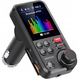 Transmiter Samochodowy Fm Bluetooth 5.0 Ładowanie Qc 3.0