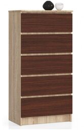 Komoda do sypialni, 5 szuflad, STILO, 60x40x121 cm,