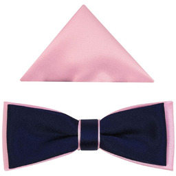 Granatowo-jasnoróżowa gładka mucha męska slim B23