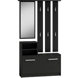 Elior Czarny zestaw mebli z lustrem do przedpokoju
