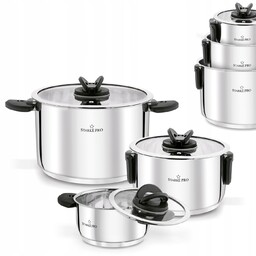 Zestaw Garnków Składane Uchwyty Pokrywkami Indukcja Starke Pro