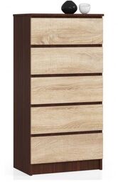 Komoda do sypialni, 5 szuflad, STILO, 60x40x121 cm,
