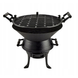 Grill Węglowy Żeliwny Ruszt Beczułka Przenośny 35 cm