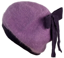 Angorkowy Beret Z Kokardką