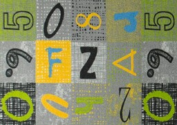 150x250 cm Szary Zielony Dywan Patchwork Litery