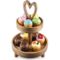 Patera drewniana 2-poziomowa MANGO 42 cm