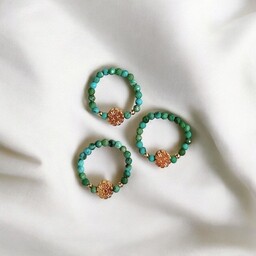 Pakamera Pierścionek PREMIUM :: turkus naturalny & złoty