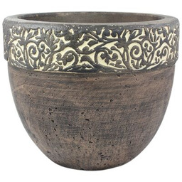 Donica okrągła z lekkiego cementu brąz 45 cm