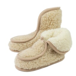 Kampol Bambosze wełniane merynos Granny beżowe rozm. 41-42