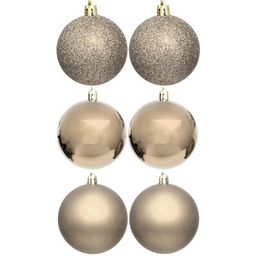 CHRISTMAS DECORATION Bombki 80 mm Szampański (6 sztuk)