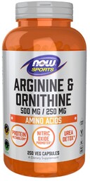 Now Foods, L-Arginina 500 Mg + L-Ornityna