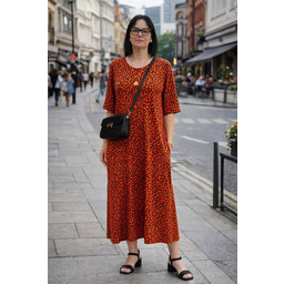 Sukienka damska pomarańczowa PANTERKA oversize Made in Italy