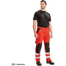 KNOXFIELD HI-VIS SPODNIE - czerwone spodnie do pasa
