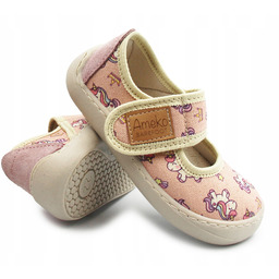 Kapcie Dla Dziewczynki Różowe w Jednorożce Barefoot Ameko