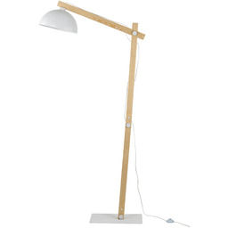 Lampa podłogowa biała drewniana kulista 180cm z serii
