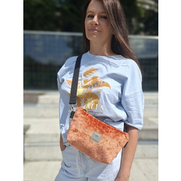 Pakamera Torebko nerka z pluszowej tkaniny Ceglasta