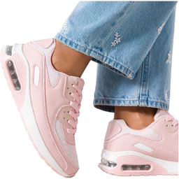 Różowe sneakersy damskie buty sportowe na ozdobnym koturnie