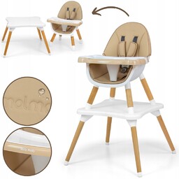 Krzesełko do karmienia 2w1 drewniane taca stolik Malmo