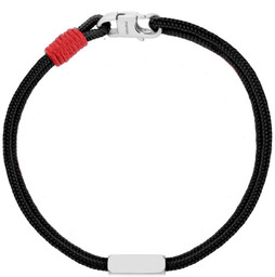 Bransoletka męska sznurkowa z blaszką pod grawer stal