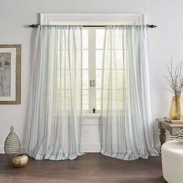 Elrene Home Fashions Hampton Stripe Sheer Window Curtain