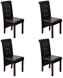 Elior Zestaw 4 pikowanych krzeseł z ekoskóry wenge