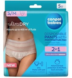 CANPOL BABIES Majtki poporodowe 2w1 z podkładem (S/M)