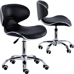 Taboret kosmetyczny z oparciem czarny curved fryzjerski