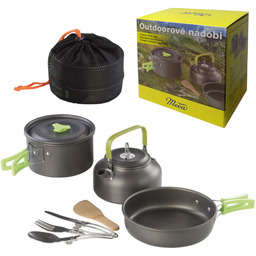 Czajnik Naczynia turystyczne kempingowe garnek patelnia sztućce Zestaw