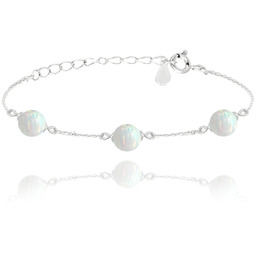 MINET Srebrna bransoletka z białymi opalami
