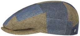 Kaszkiet Lniany Patchwork Driver by Lierys, niebiesko-beżowy, cm
