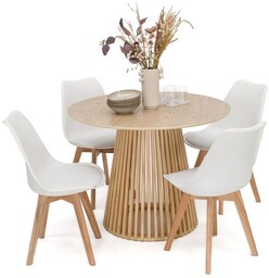 Stół Okrągły 120CM naturalny dąb YY5940 + 4