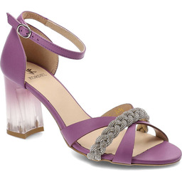 Kordel Fioletowe Sandały Eleganckie Buty Na Obcasie