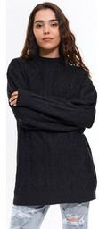 GATE Damski długi sweter z plecionym wzorem 34
