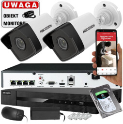 Zestaw monitoringu 2 czarne kamery IP Hikvision IPCAM-B5-BLACK
