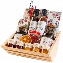 Kosz Prezentowy Zestaw Herbat Syropy Konfitury Czekolada Słodycze