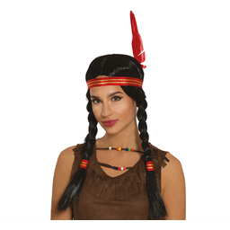 Peruka Indianki z piórkiem - 1 szt.