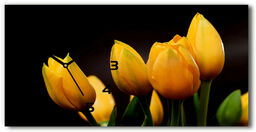 Zegar ścienny szklany cichy Żółte tulipany