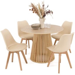 Stół Okrągły 120CM naturalny dąb YY5940 + 4