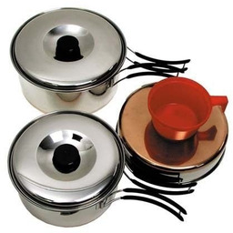 Mil-Tec Zestaw naczyń turystycznych ze stali nierdzewnej 2-osobowy