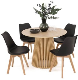 Stół Okrągły 120CM naturalny dąb YY5940 + 4