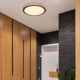Globo Lampa sufitowa LED Bruno z drewnianą ramą