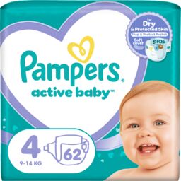 Pampers Active Baby 4 (9-14 kg), pieluchy, 62