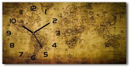 Zegar ścienny szklany Stara mapa świata