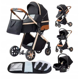 Wózek Dziecięcy 3W1 Z Gondolą, Spacerówką I Fotelikiem