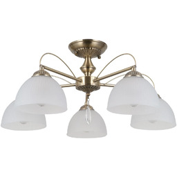 Lampa wisząca mosiężna 5-punktowa z kloszami PND-40623-5-AB