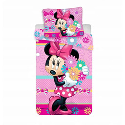 Pościel 140x200 Myszka Mini Minnie Mouse kwiaty poszewka