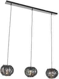 QAZQA Rustykalna lampa wisząca czarna owalna 3-światłowa -