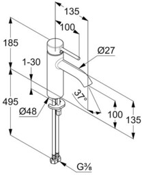 KLUDI 382820576 KLUDI BOZZ jednouchwytowa bateria umywalkowa, bez