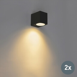 QAZQA Zestaw 2 x nowoczesny kinkiet czarny IP44