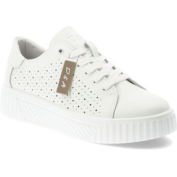 S.Barski Sneakersy damskie, cholewka skóra naturalna perforowana wiązanie